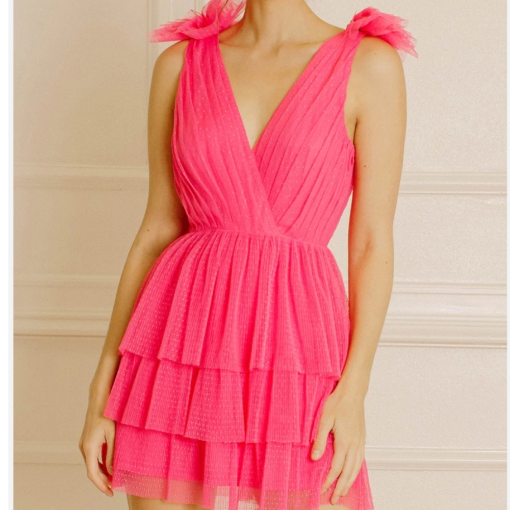 Storia Vibrant Pink Layered Mini Dress